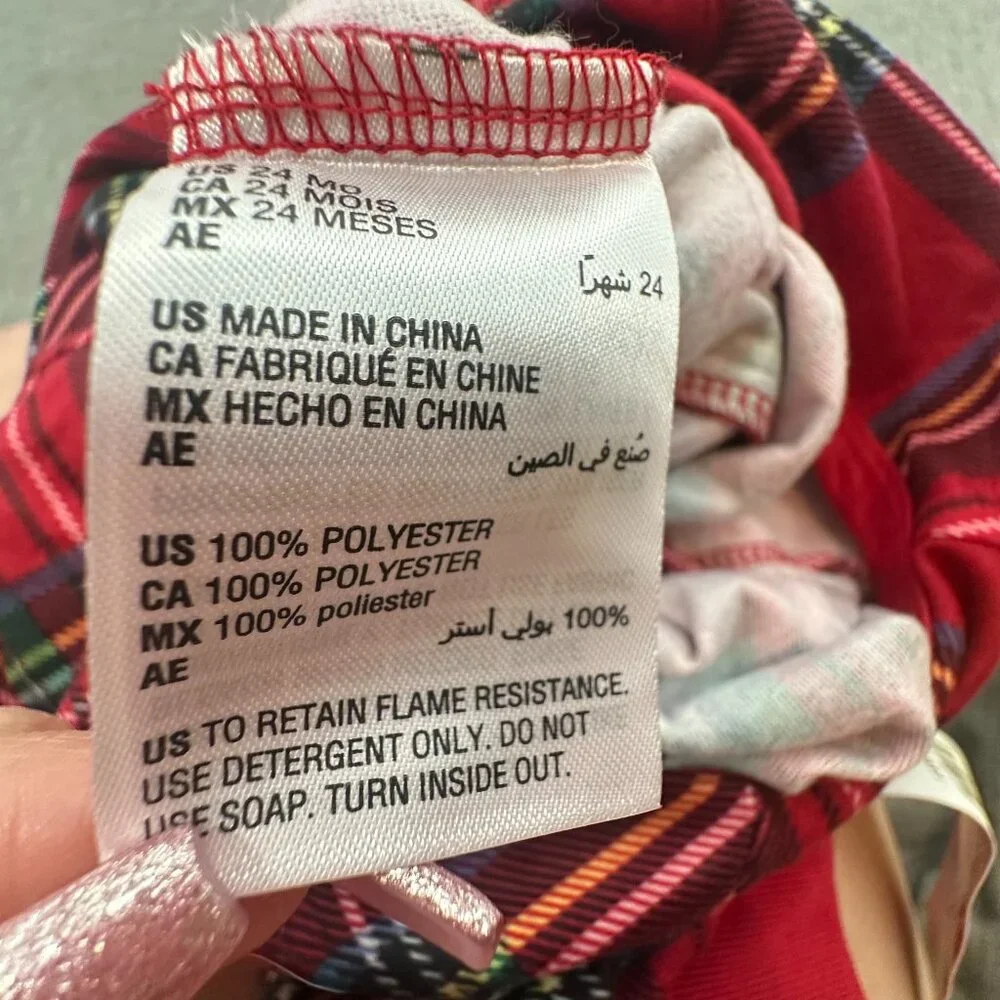 NEW! Baby‎ Family PJ'S Macy's Plaid  Red Green 24 Months Footed One Piece